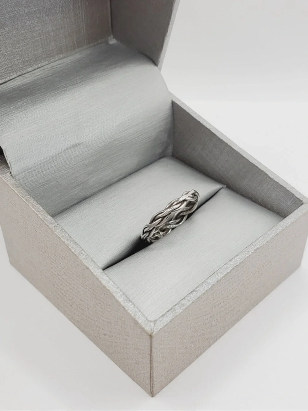 925 Sterling Silver Braided Twist Thin Band Stackable Ring